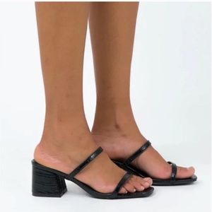 Princess Polly Therapy Heels Black Croc